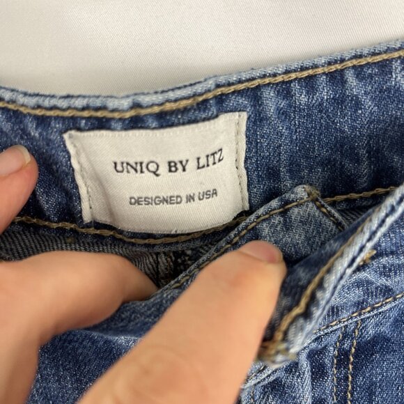 Uniq by Litz Distressed Flared Jeans Women's Size 27 - Picture 5 of 14